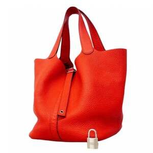 Hermes Picotin Lock GM handbag, Taurillon Clemence leather, Rouge Casaque, X ...